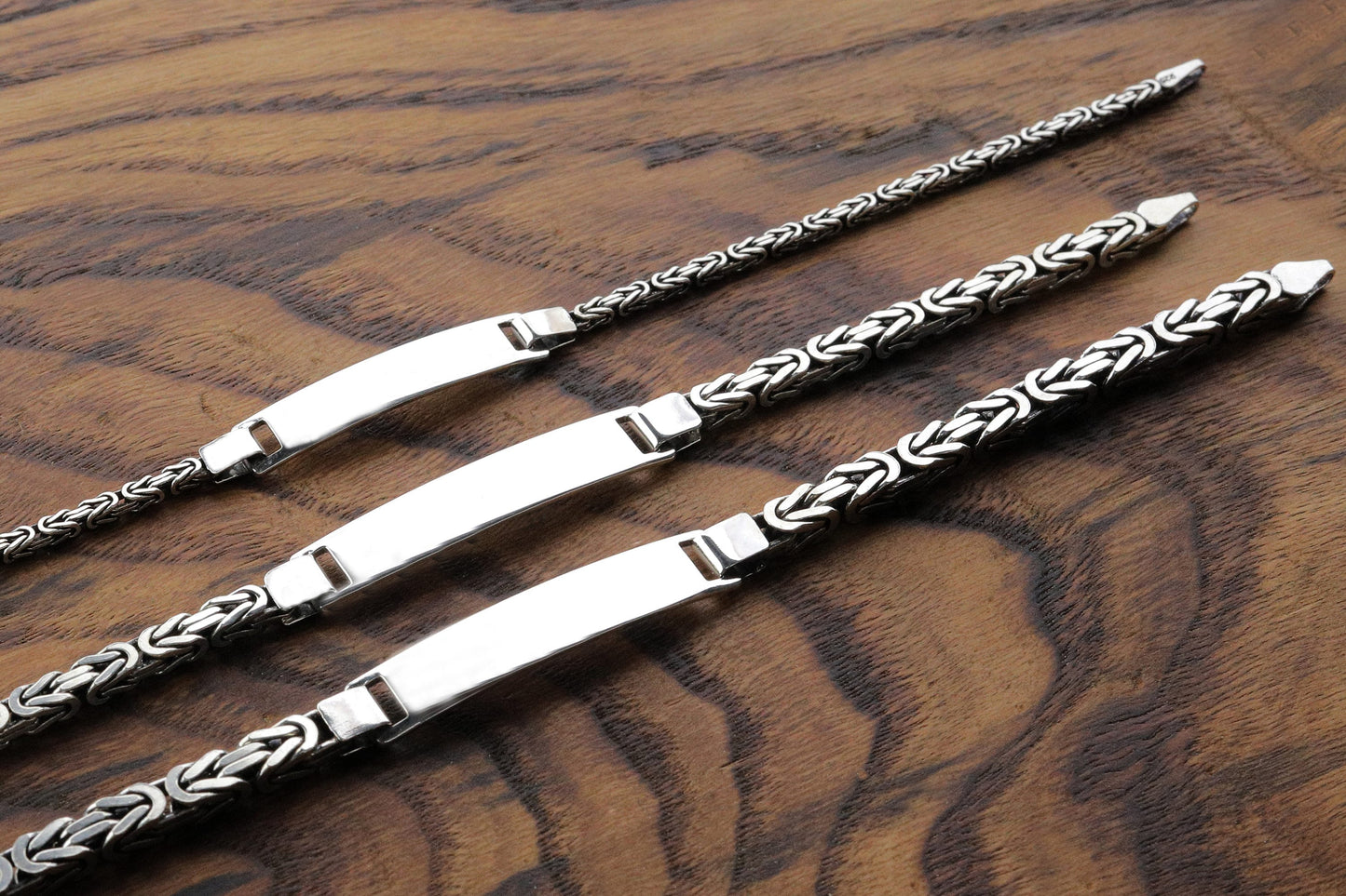 925 Sterling Silver Personalized King Chain Bracelet, Real Silver ID Bracelet, Handmade Square Chain, Minimalist Jewelry for Men,Gift