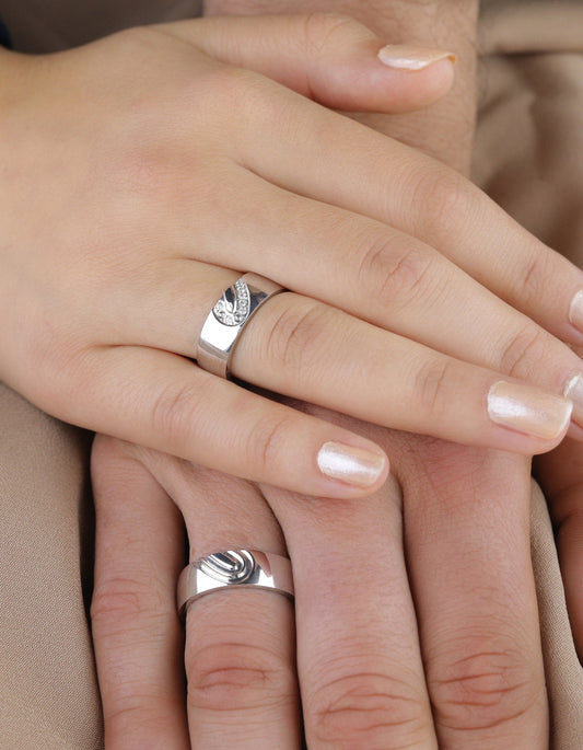 Heart embroidered Wedding Ring Set,Matching Heart Rings,Sterling silver Promise ring, Gold Engagement Rings,Cubic Zircon Ring for Lovers