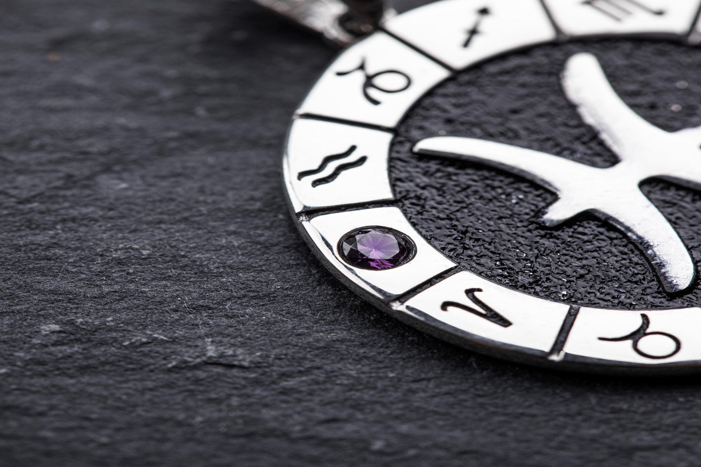 Silver Pisces Zodiac Pendant, Pisces Horoscope Pendant, Pisces Birthstone Pendant, Zodiac Pendant for Men and Woman, Unique Zodiac Jewelry