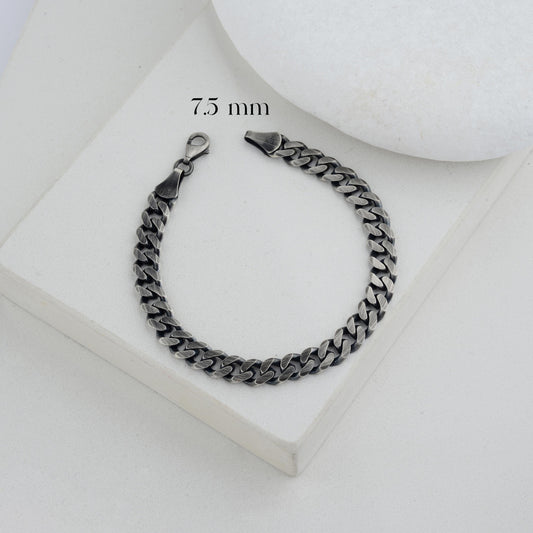 925 Sterling Silver Vintage Cuban Chain Bracelet, Curb Bracelet for Men, Gourmet Chain, Jewelry for Men, Real Silver Chain, Gift for Him