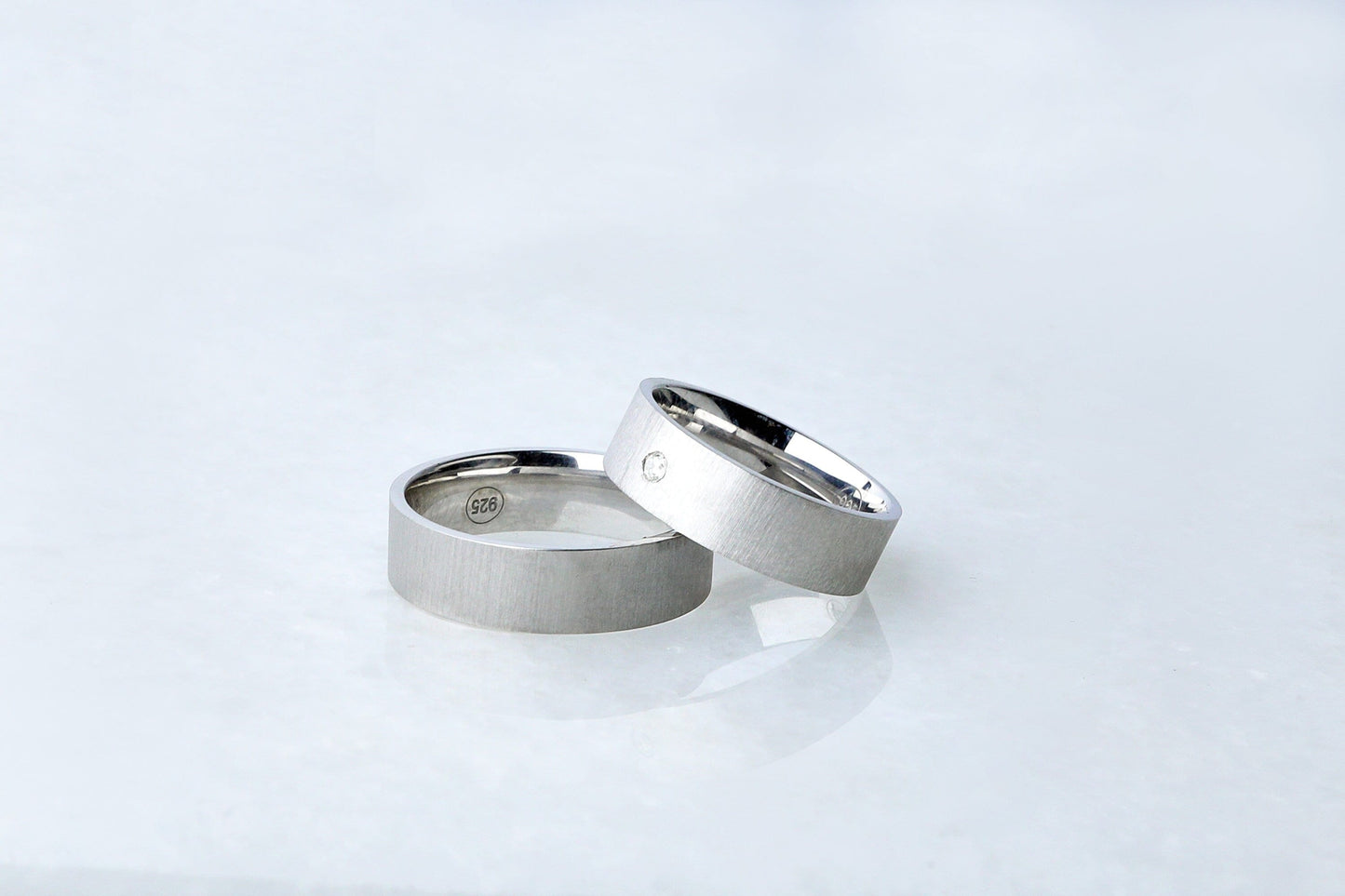 925 Sterling Brused Silver Diamond Simulant Ring, Elegant Brused Silver Ring, Matte Cubic Zirconia Ring with Beveled Edges, Anniversary Gift