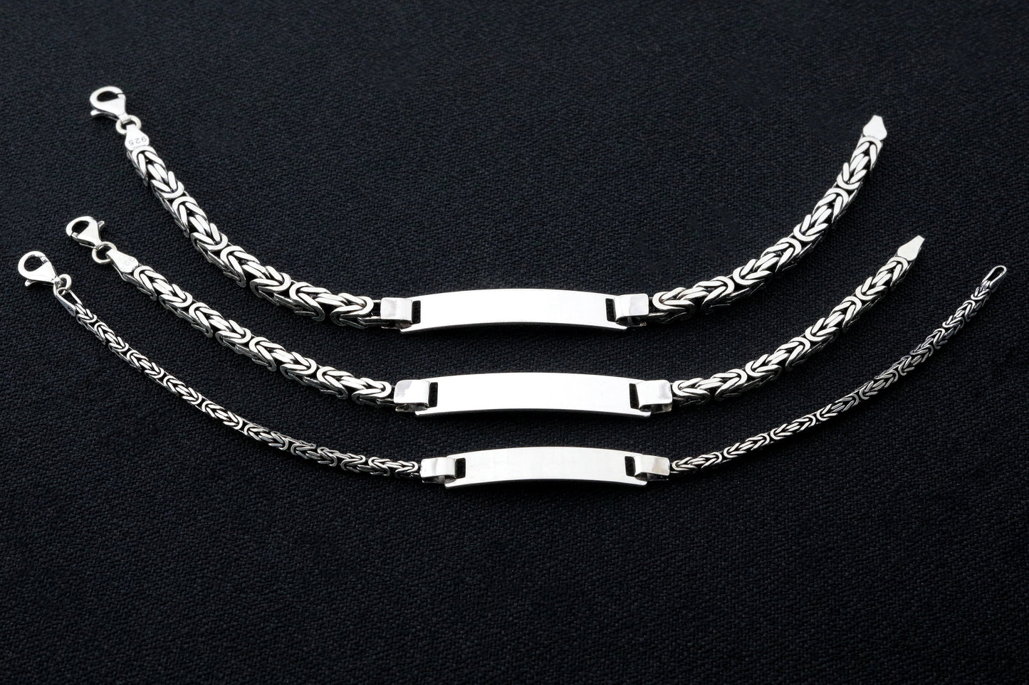 925 Sterling Silver Personalized King Chain Bracelet, Real Silver ID Bracelet, Handmade Square Chain, Minimalist Jewelry for Men,Gift