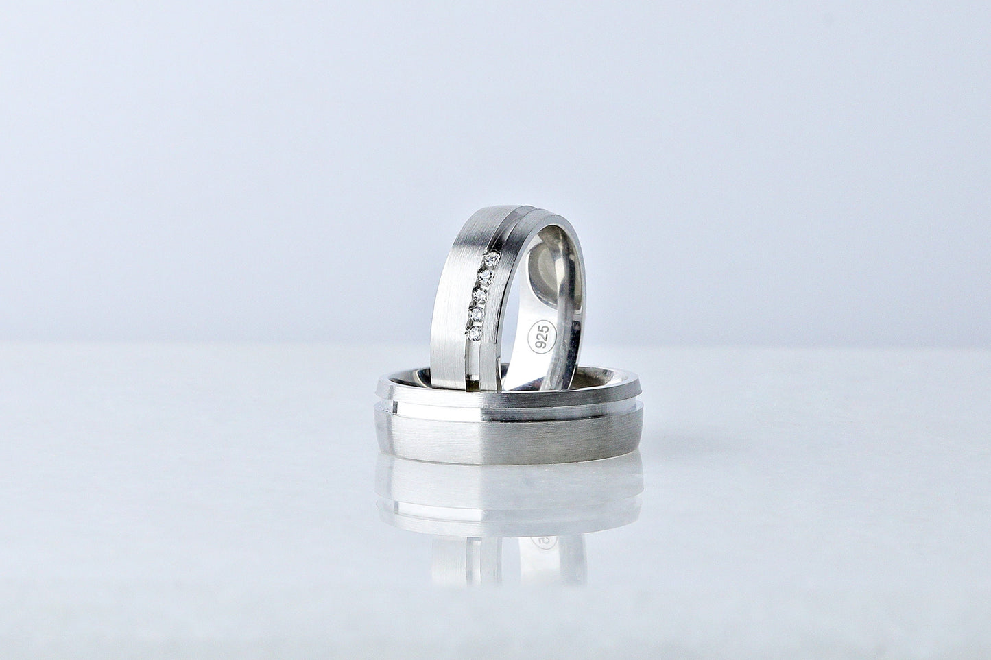 925 Sterling Silver Pen Embroided Cubic Zirconia Ring, Real Silver Diamond Simulant Ring, Elegant Jewelry for Women Men, Gift for Her Him