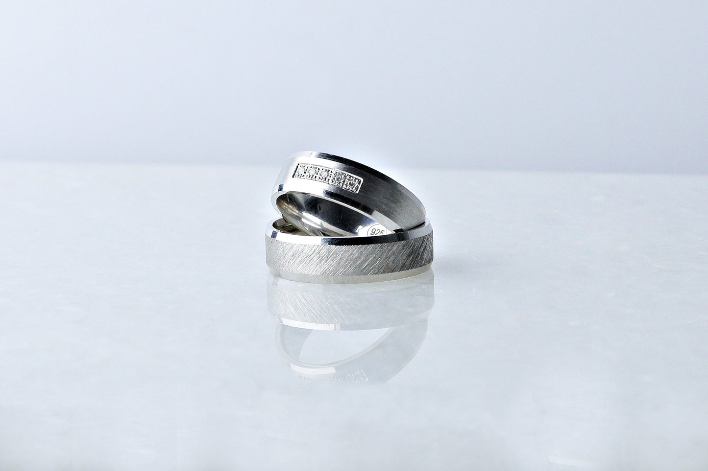 925 Sterling Silver Engraved Diamond Shape Ring, Dainty Layered Brused Silver Ring, Chic Engagement Ring, Anniversary Gift for Her Him