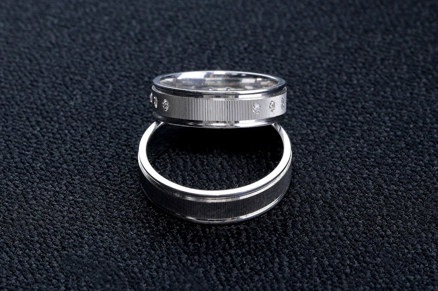 Elegant Silver Wedding Ring Set, Cubic Zircon Ring for Couples,Silver Wedding Bands,6mm Man and Woman Matching Set for Couples,Promise Rings