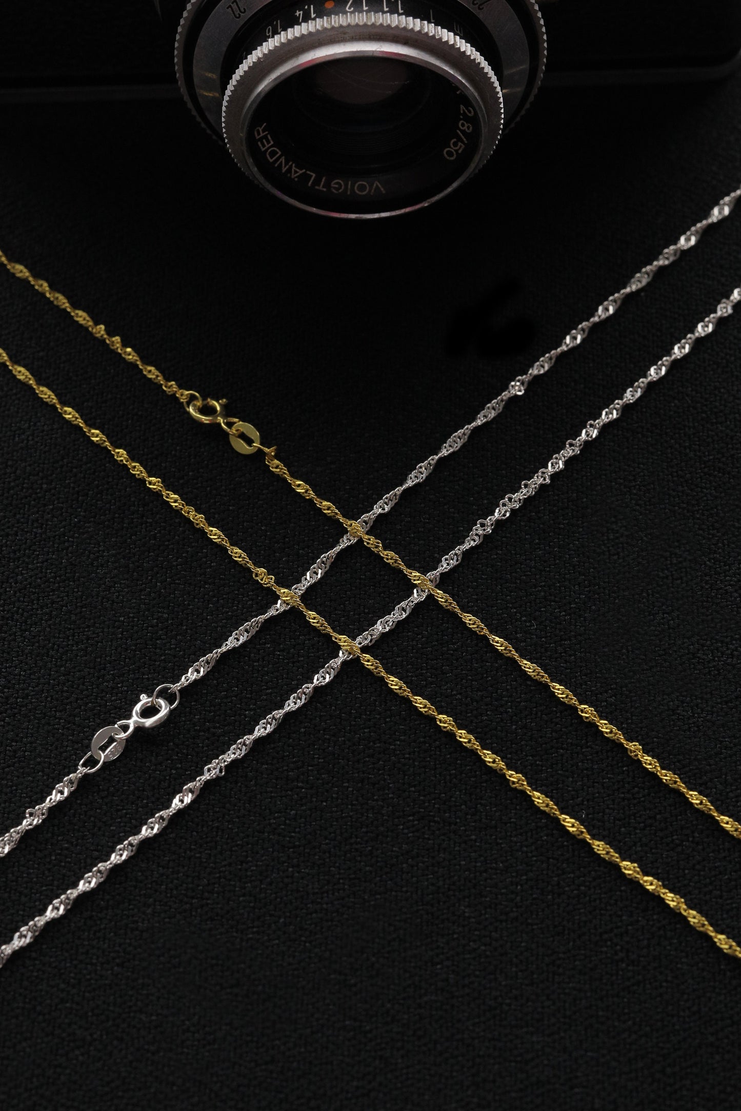 925 Sterling Silver Singapore Necklace, Real Silver Chain Necklace, Layering Chain for Women, Gold Plated Jewelry, Birthday Gift for Her