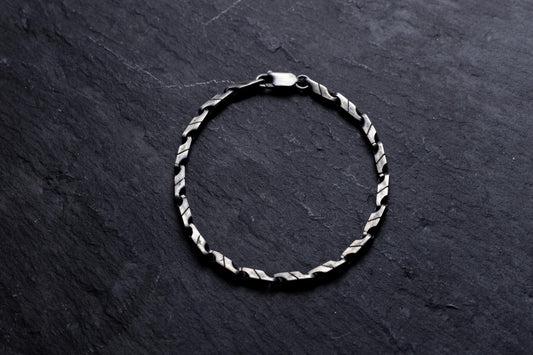 Sterling Silver Chain Link Bracelet, Vintage Bracelet, Minimal Handmade Bracelet, Mens Bracelet, Valentines Gift for Him