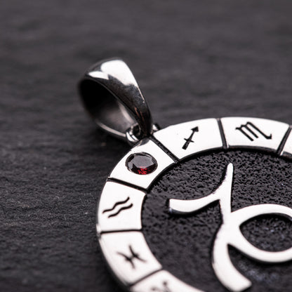 Silver Capricorn Zodiac Pendant, Capricorn Horoscope Pendant, Capricorn Birthstone Pendant, Unisex Zodiac Pendant, Unique Zodiac Jewelry