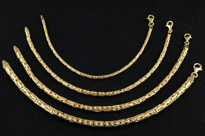 925 Silver Gold Plated Round King Chain Bracelet