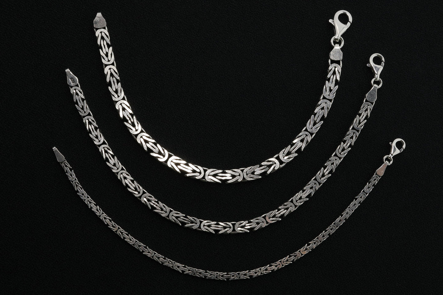 925 Sterling Silver Flat King Chain Bracelet, Real Silver Byzantine Bracelet, Flat Byzantine Chain, Minimalist Jewelry for Men, Gift for Dad