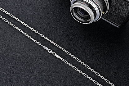 925 Sterling Silver Hallow Chain Necklace, Real Solid Silver 3+1 Hallow Chain Minimalist Necklace, Dainty Jewelry for Women, Gift for Her