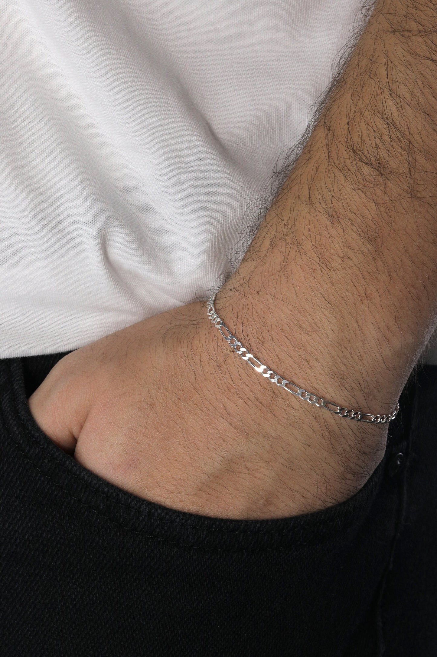 925 Sterling Silver Figaro Link Bracelet