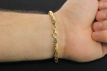 925 Silver Gold Plated Round King Chain Bracelet