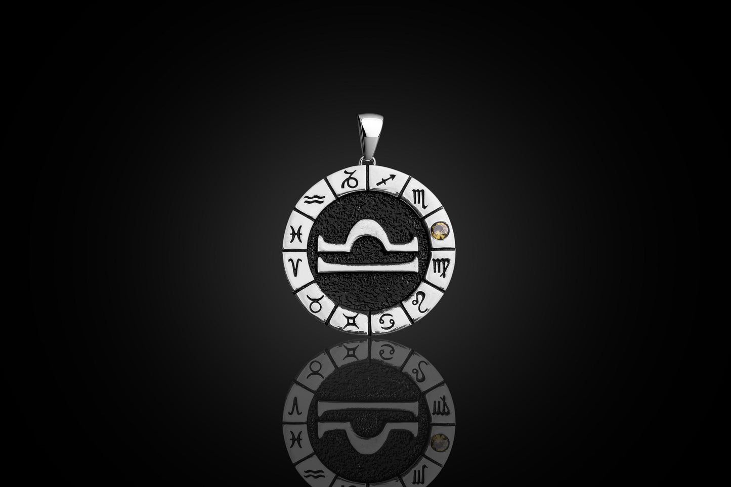 Silver Libra Zodiac Pendant, Libra Horoscope Pendant, Libra Birthstone Pendant, Unisex Zodiac Pendant, Unique Zodiac Jewelry