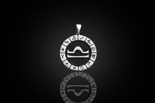 Silver Libra Zodiac Pendant, Libra Horoscope Pendant, Libra Birthstone Pendant, Unisex Zodiac Pendant, Unique Zodiac Jewelry