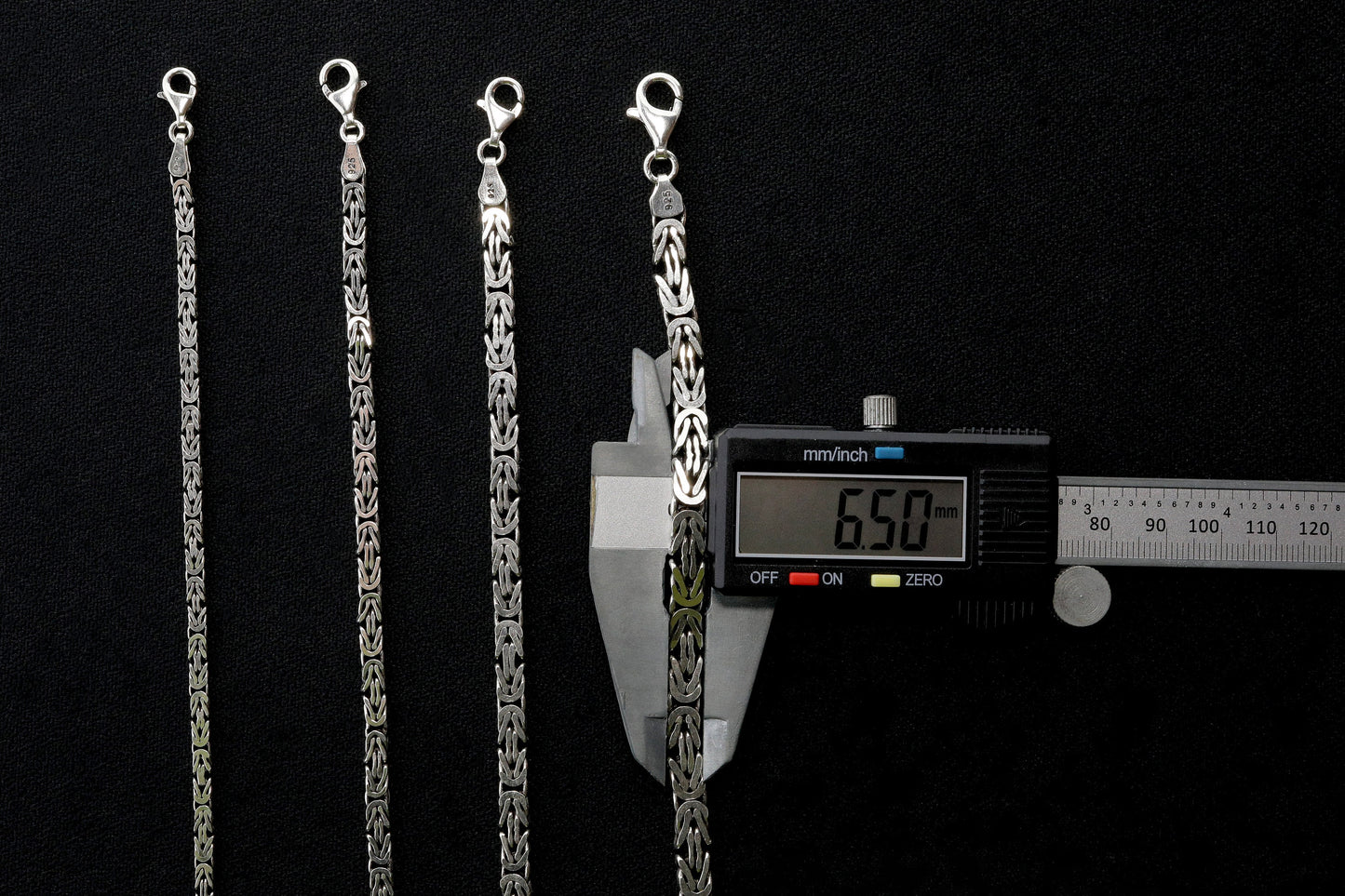 925 Sterling Silver Flat King Chain Necklace, Real Silver Byzantine Necklace, Flat Byzantine Chain, Gift for Boyfriend, Gift for Dad