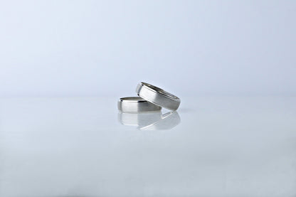 925 Sterling Silver Brused Ring, Dainty Flat Step Layered Ring, Real Silver Ring with Beveled Edges, Women’s Men’s Silver Wedding Band