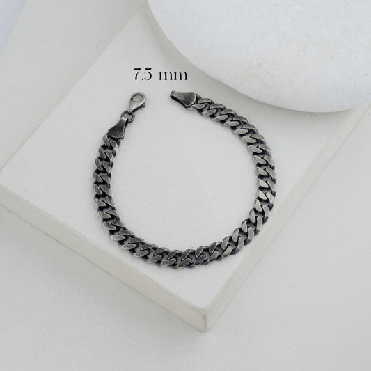 925 Sterling Silver Vintage Cuban Chain Bracelet, Curb Bracelet for Men, Gourmet Chain, Jewelry for Men, Real Silver Chain, Gift for Him