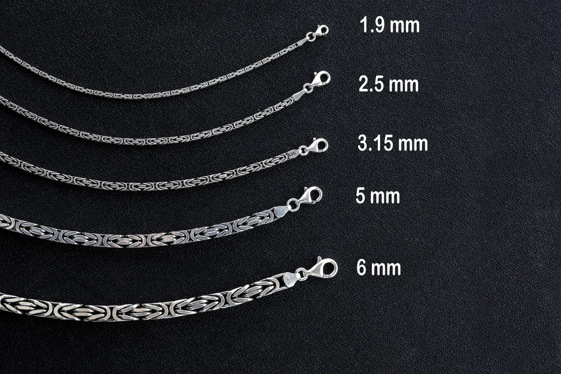 925 Sterling Silver King Chain Bracelet, Real Silver Byzantine Bracelet, Handmade Square Chain, Minimalist Jewelry for Men, Gift for Dad