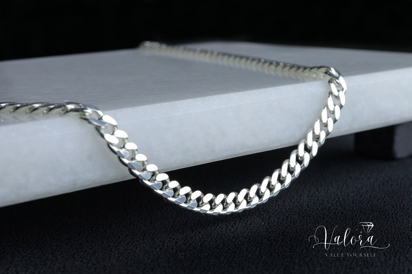 925 Sterling Silver Cuban Chain Bracelet, Curb Bracelet Men, Dainty Layering Necklace, Gourmet Chain, Real Silver Chain, Gift for Boyfriend