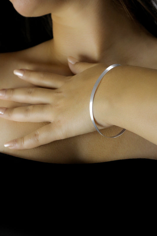 925 Sterling Solid Silver Herringbone Chain Bracelet, Real Silver Chain Bracelet, Layering Bracelet for Women, Snake Bracelet, Gift for Her