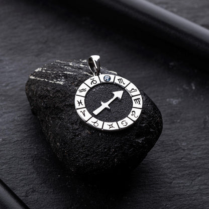 Silver Sagittarius Zodiac Pendant, Sagittarius Horoscope Pendant, Sagittarius Birthstone Pendant,Unisex Zodiac Pendant,Unique Zodiac Jewelry