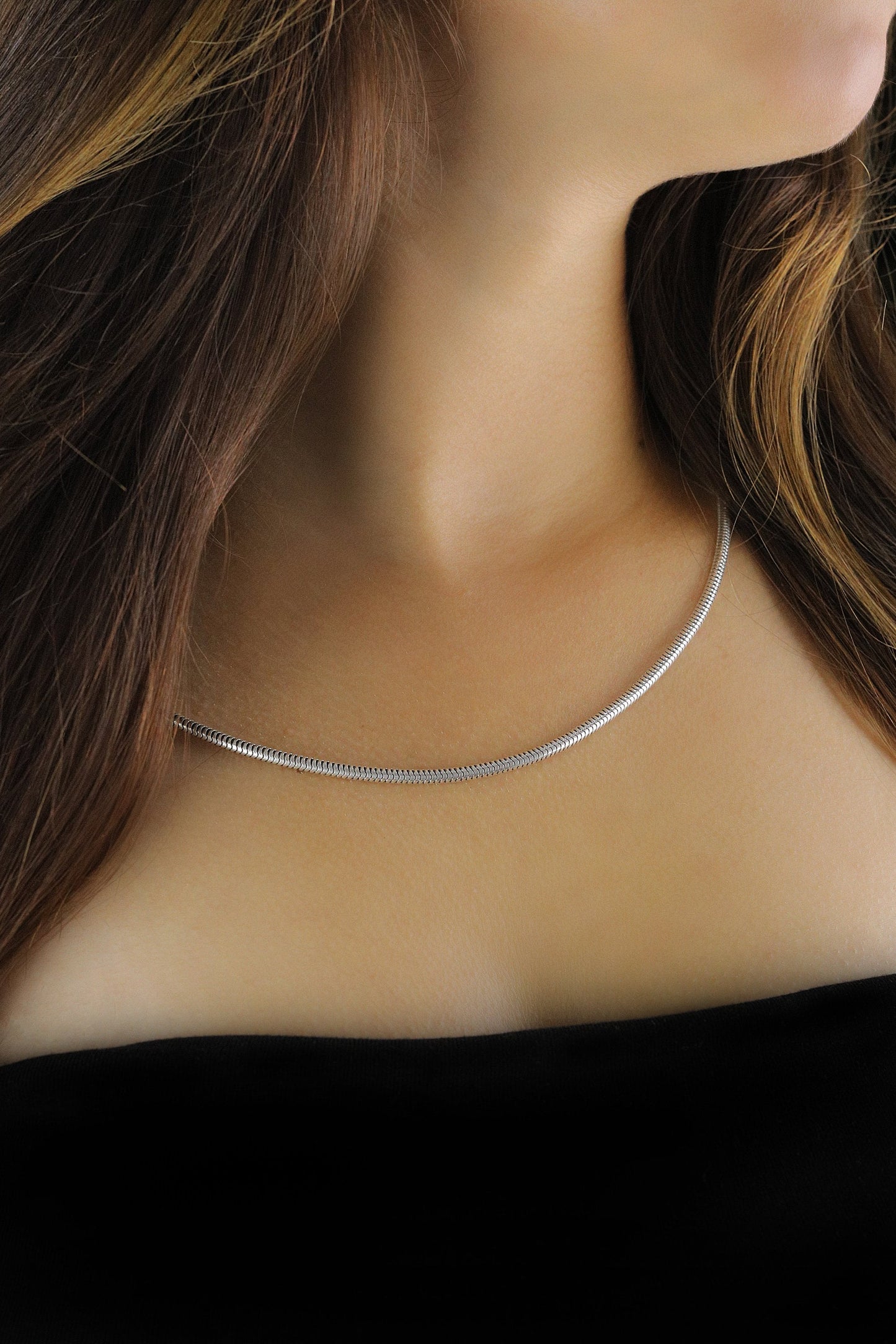 925 Sterling Silver Herringbone Chain Necklace, Dainty Chocker, Gold Filled Snake Chain, Layering Necklace for Women, Best Gift for Mom