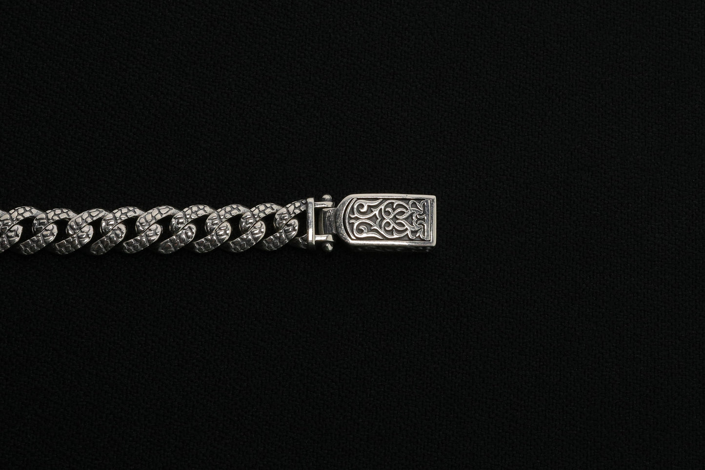 925 Sterling Silver Cuban Bracelet, Rock patterned silver bracelet, 9mm Cuban Link Chain, Handmade Silver Bracelet, Birthday Gift For Her