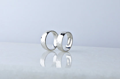 925 Sterling Silver Dainty High Polished Ring, Real Silver Hammered Soft-Edged Ring, Elegant Wedding Band, Anniversary Gift for Her Him