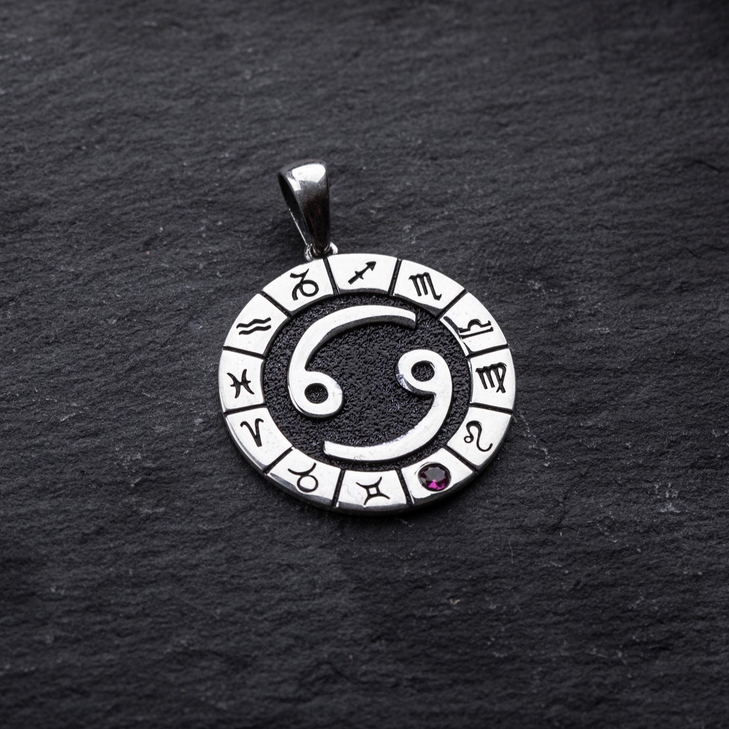 Silver Cancer Zodiac Pendant, Cancer Horoscope Pendant, Cancer Birthstone Pendant, Unisex Zodiac Pendant, Unique Zodiac Jewelry