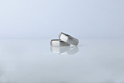 925 Sterling Silver Brused Ring, Dainty Flat Step Layered Ring, Real Silver Ring with Beveled Edges, Women’s Men’s Silver Wedding Band