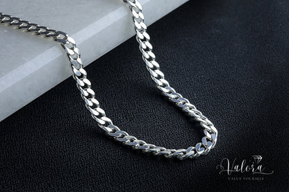 925 Sterling Silver Cuban Chain Bracelet, Curb Bracelet Men, Dainty Layering Necklace, Gourmet Chain, Real Silver Chain, Gift for Boyfriend
