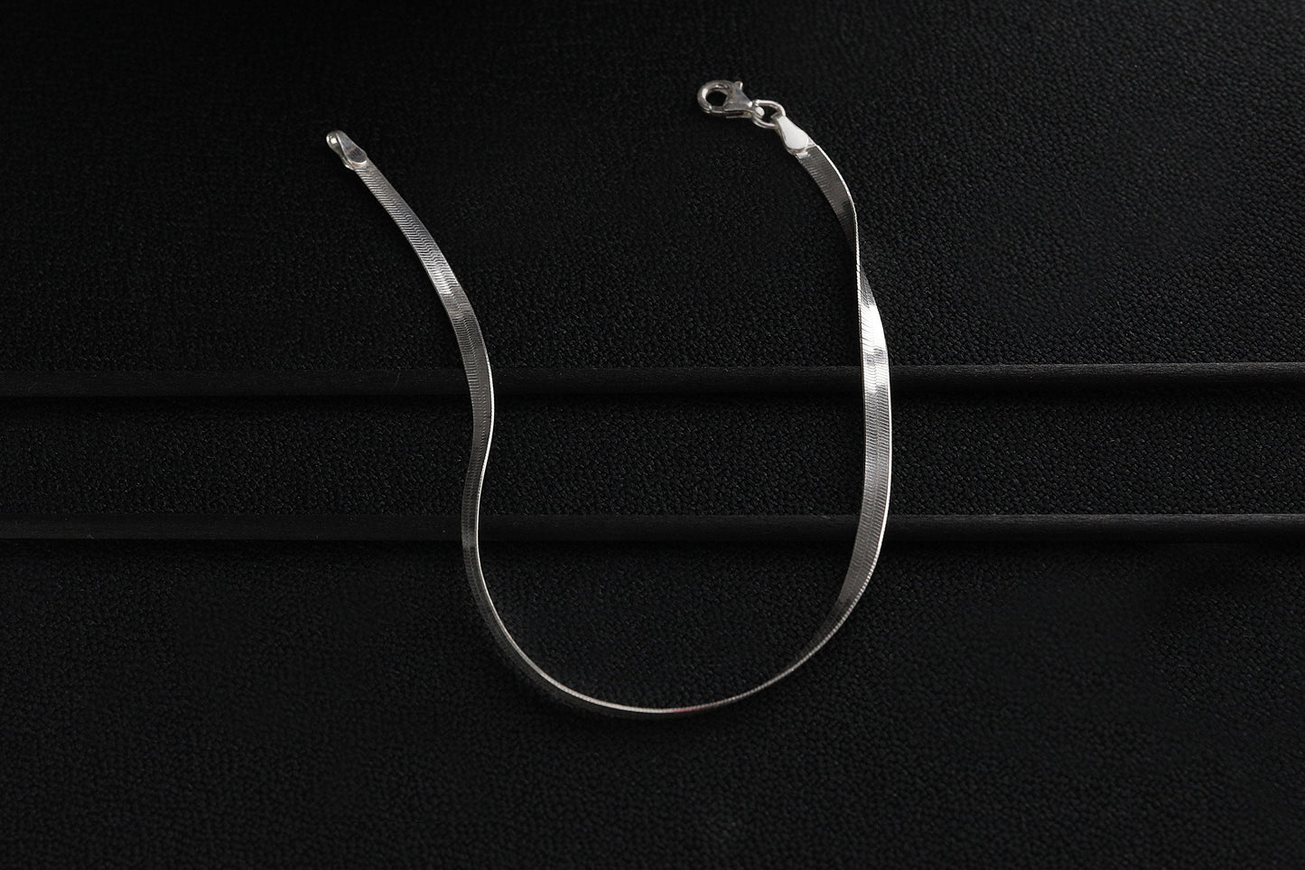925 Sterling Solid Silver Herringbone Chain Bracelet, Real Silver Chain Bracelet, Layering Bracelet for Women, Snake Bracelet, Gift for Her