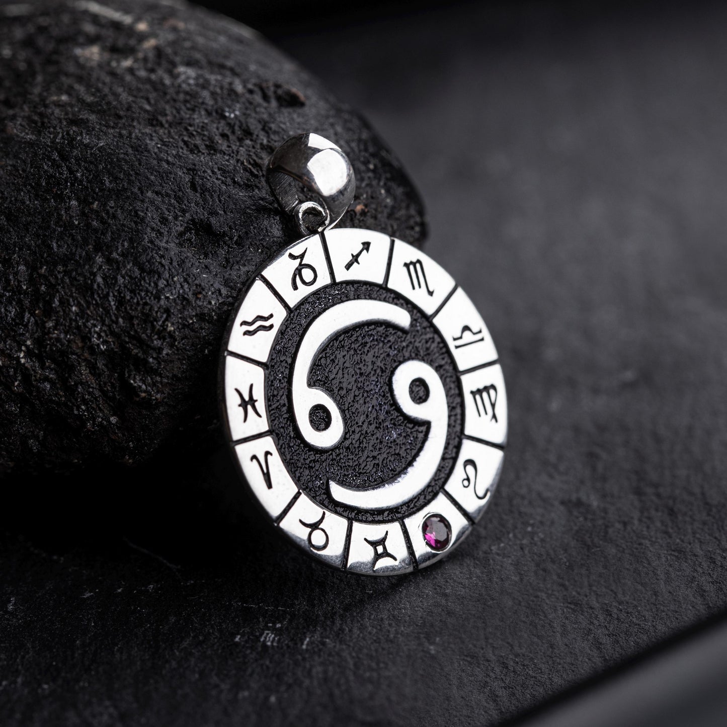Silver Cancer Zodiac Pendant, Cancer Horoscope Pendant, Cancer Birthstone Pendant, Unisex Zodiac Pendant, Unique Zodiac Jewelry