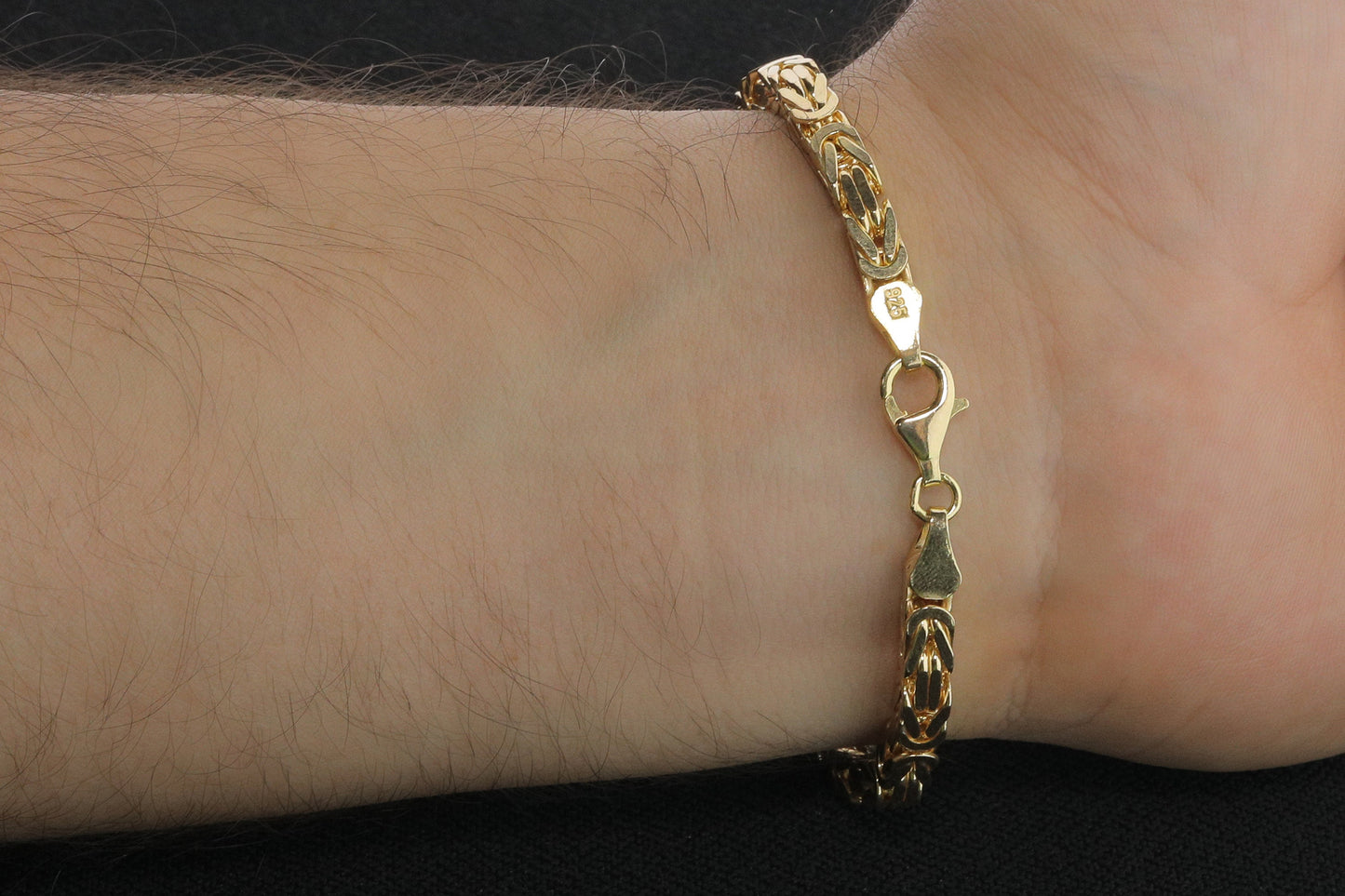 925 Silver Gold Plated King Chain Bracelet