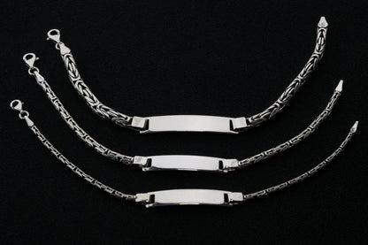 Silver Round Personalized King Chain Bracelet, Byzantine Men Bracelet, Handmade Real Silver Jewelry, Named Bracelet,Birthday gift for Him