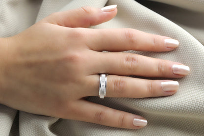 Elegant Silver Wedding Ring Set, Cubic Zircon Ring for Couples,Silver Wedding Bands,6mm Man and Woman Matching Set for Couples,Promise Rings