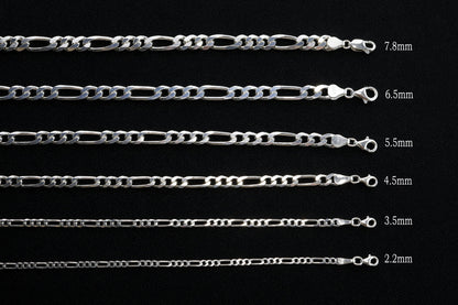 925 Sterling Silver Figaro Link Bracelet