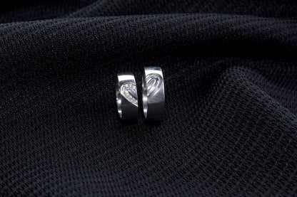 Heart embroidered Wedding Ring Set,Matching Heart Rings,Sterling silver Promise ring, Gold Engagement Rings,Cubic Zircon Ring for Lovers