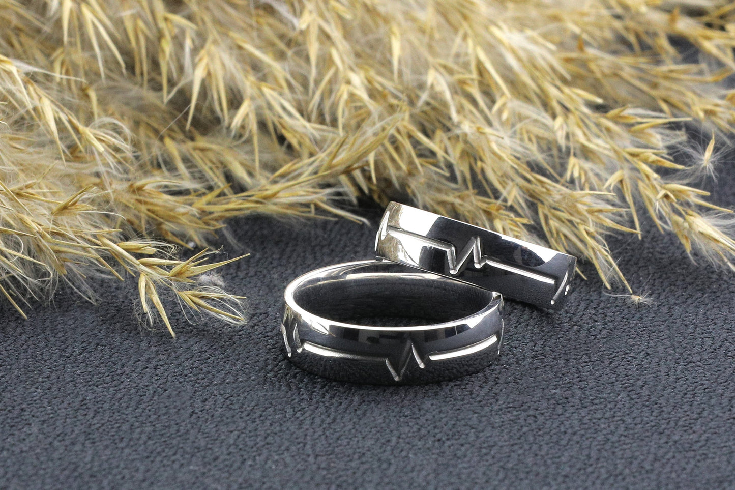 Sterling Silver Heart Beat Ring, Heart Beat Ring, Couples Lovers Ring, Sound Wave Ring, Gold Heart Beat Ring,Anniversary Gift for Her Him