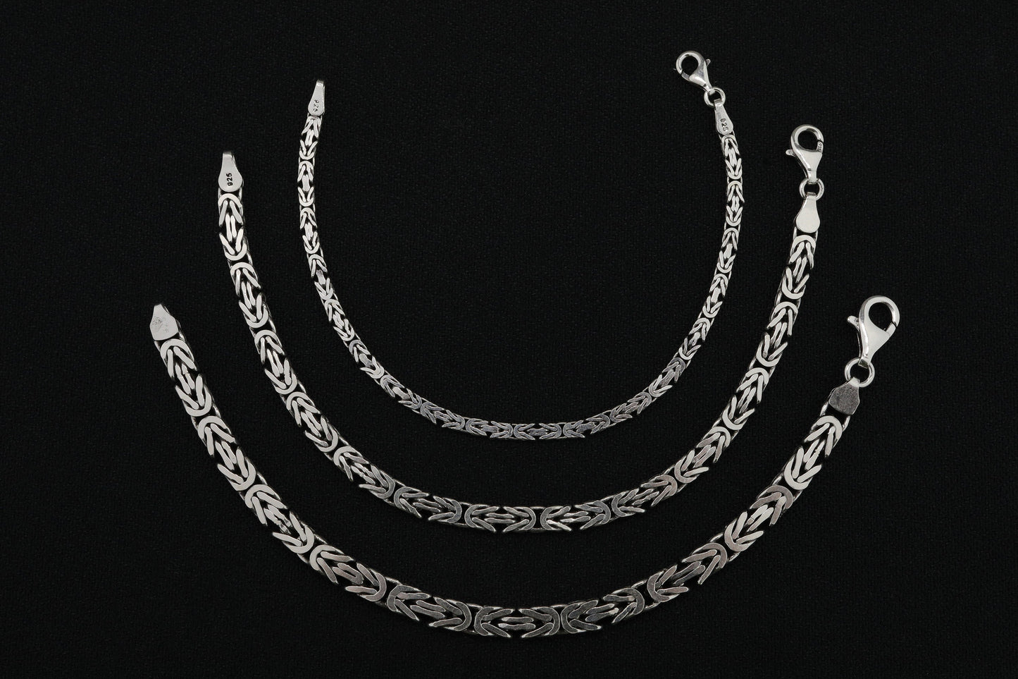925 Sterling Silver Flat King Chain Bracelet, Real Silver Byzantine Bracelet, Flat Byzantine Chain, Minimalist Jewelry for Men, Gift for Dad
