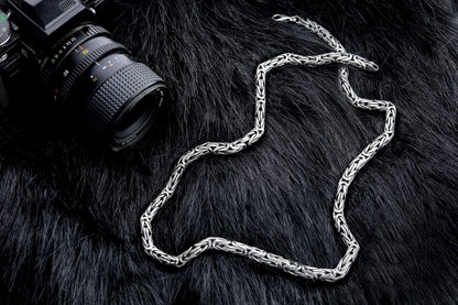 Handmade 925 Sterling Silver Byzantine Chain Necklace