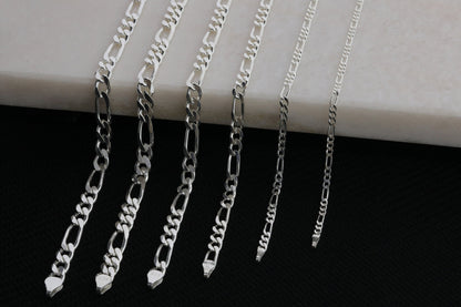925 Sterling Silver Figaro Link Bracelet