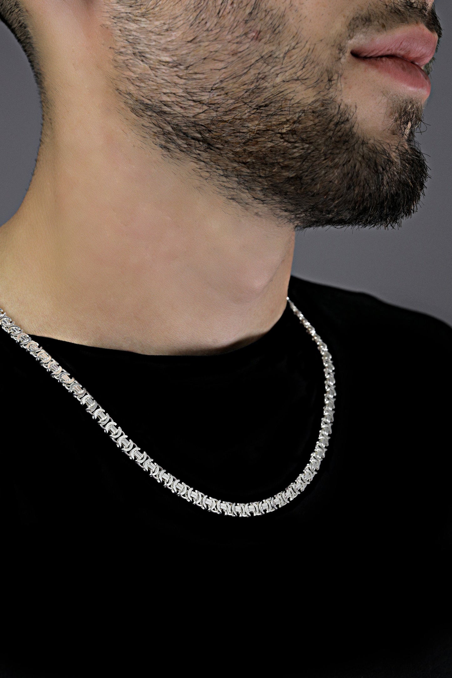 925 Sterlin Silver Handmade Euro King Chain Necklace