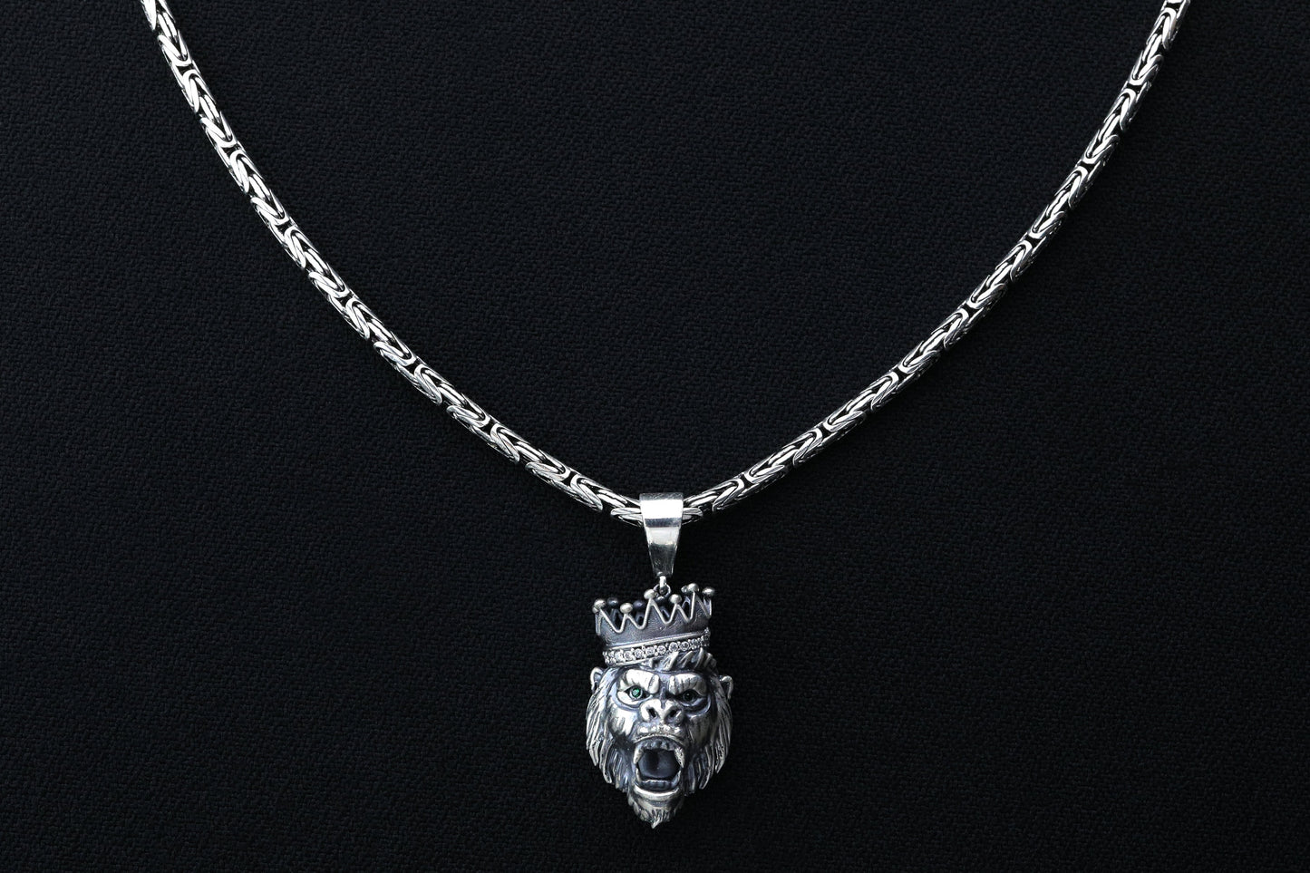 925 Silver Monkey King Chain Necklace, Silver Monkey Pendant, Ape Pendant, Fox Tail Chain, Silver Byzantine Necklace, Gift for Boyfriend