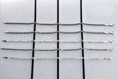 925 Sterling Silver Link Chain Bracelets