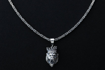 925 Silver Monkey King Chain Necklace, Silver Monkey Pendant, Ape Pendant, Fox Tail Chain, Silver Byzantine Necklace, Gift for Boyfriend