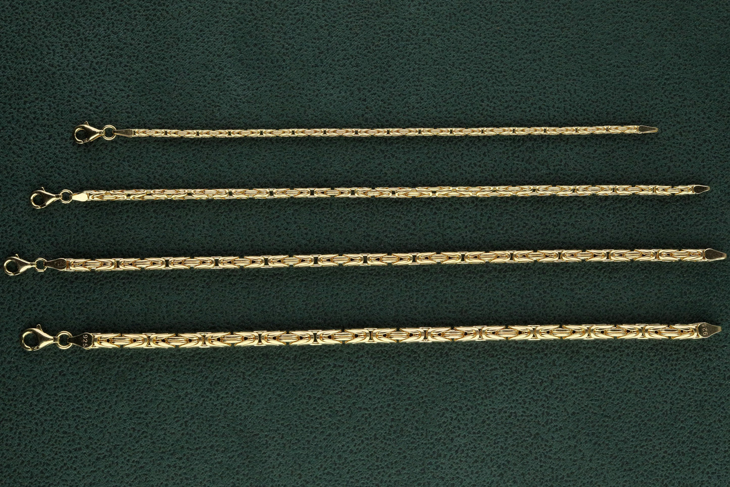 925 Silver Gold Plated Round King Chain Bracelet