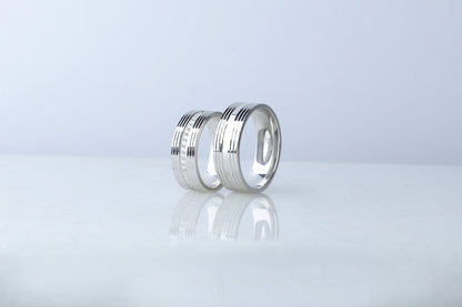 925 Sterling Silver Diamond Simulant Ring, Dainty Cubic Zircon Ring, Real Silver Line Pen Embroided Ring, Women’s Men’s Silver Wedding Band