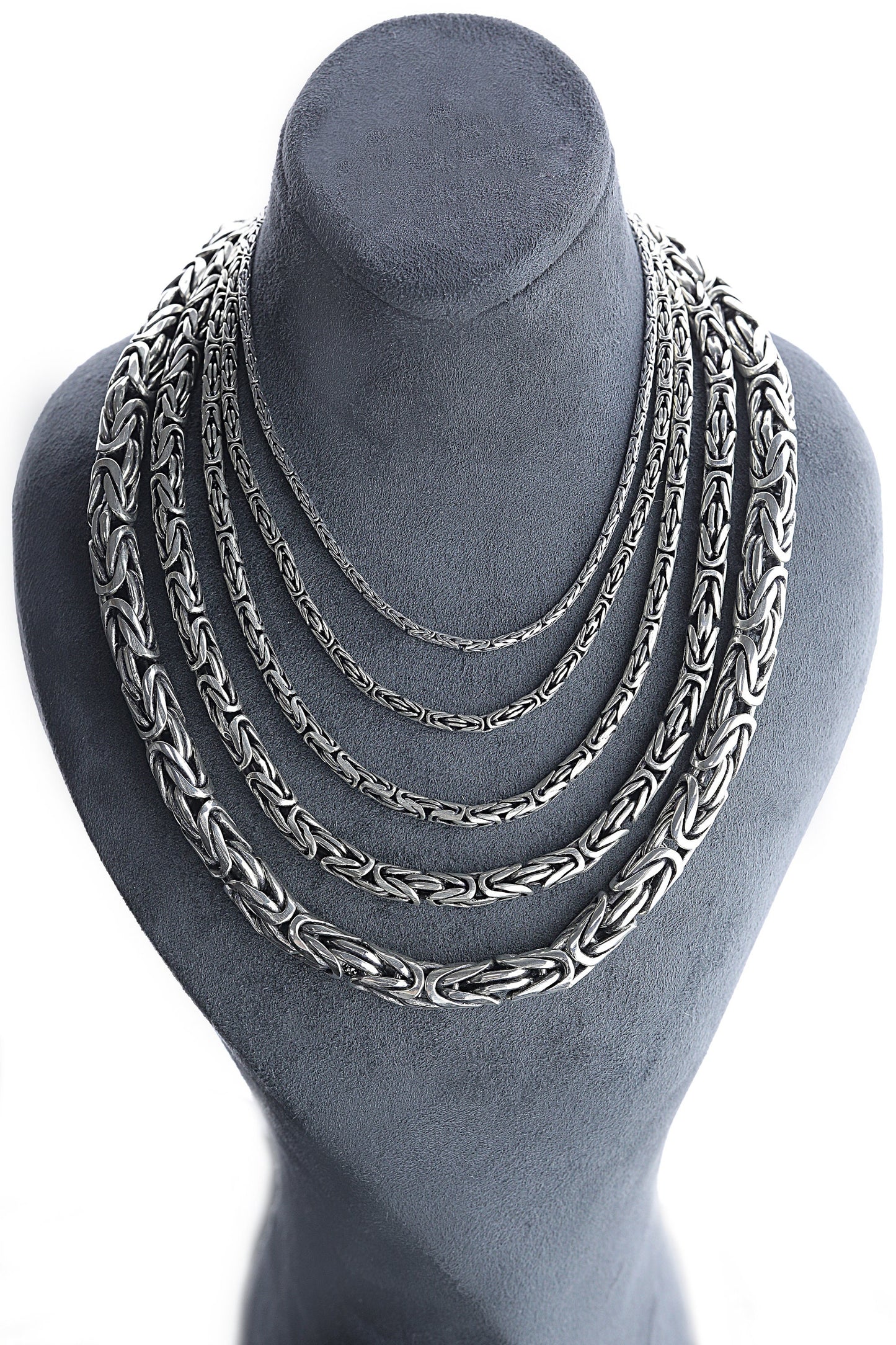 Handmade 925 Sterling Silver Byzantine Chain Necklace